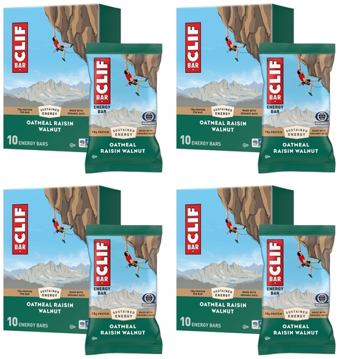 [BRSRGAAFPMFBSDLU] CLIF BAR - Energy Protein Bars - Oatmeal Raisin Walnut - Made with Organic Oats - Energy Bars - Non-GMO - 10 Count (Pack of 4)