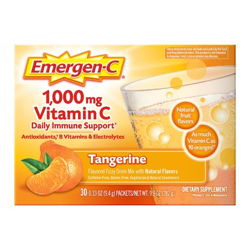 [BRSWIZLRBF7RUD34] Emergen-C 1000mg Vitamin C Immune Support Powder Tangerine 30CT includes Zinc, Manganese, 7 B Vitamins and Electrolytes for Back to School Essentials