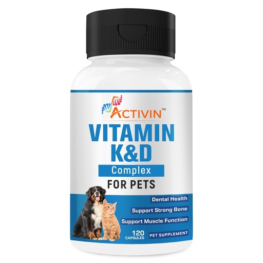 [BRSREADQCAPR6YLU] Vitamins K and D Complex K1 & K2 (MK4 & MK7) + Vitamin D3, Help Maintain Strong Bones | Promote Healthy Heart | Boost Immune System | Support Muscle Function for Pets |120 Capsules.