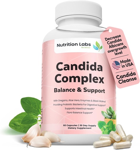 [BRSROBQECB5GG3QV] Candida Cleanse Supplement for Balance & Support, Candidase Detox, Women & Men. Gut Health & Flora, PH Level, Intestinal Health. Lactospore® Probiyotiks. Anti Yeast Overgrowth W/ Oregano, Caprylic Acid
