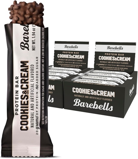 [BRSREFQ2O4JWGALF] Barebells Protein Bars - Protein Snacks with High Protein - Chocolate Protein Bars - Perfect on The Go Protein Snack & Breakfast Bars (12 Count (Pack of 2), Cookies and Cream)
