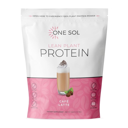 [BRSRAGAOOF5REAY7] One Sol Lean Plant-Based Protein Powder, Pea & Brown Rice Protein, Low Carb, Vegan Friendly - Gluten, Lactose, & Soy Free - No Added Sugar, Non-GMO, Clean Nutrition, No Bloating (Latte)