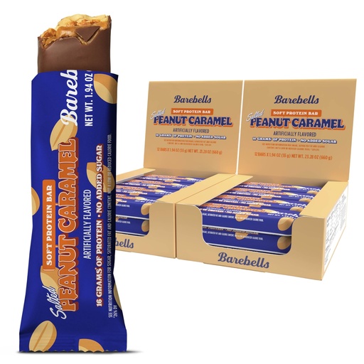 [BRSREYYTPJ6Q2GT2] Barebells Soft Protein Bars Salted Peanut Caramel - 24 Bars (2 Packs of 12) -16g High Protein Treats - Chocolate Nutrition Bar with 1g Total Sugars - On The Go Breakfast or Post-Workout Snack