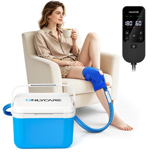 [BRSREAA3DFYAGHLH] ONLYCARE Ice Machine for Knee After Surgery, Portable Cold Therapy Machine, Program Timer Knee Ice Cryotherapy Machine with Quiet Pump, Cold Compress Pad for Ankle, Arm Joints, Sports Injuries