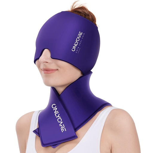 [BRSRACYDPNYBGAD3] ONLYCARE Migraine Relief Cap and Neck Ice Pack Wrap Gel Set, Upgrade Headache Relief Cap and Shoulder Cold Pack, Hot and Cold Compress, Relief of Pain, Swelling, Office Pressure