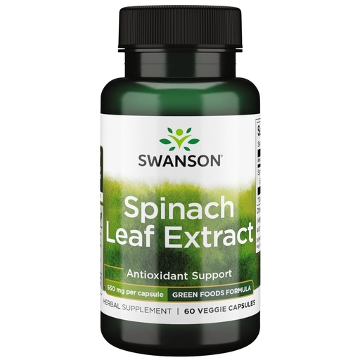 [BRSWGHAKDECREDY6] Swanson Spinach Leaf Extract - Herbal Supplement Promoting Overall Health - Green Foods Formula w/Beneficial Thylakoids & Chlorophyll - (60 Veggie Capsules, 650mg Each)