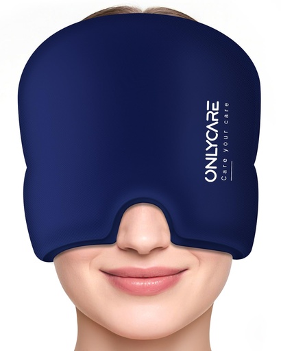 [BRSREAD5DF6RSELA] ONLYCARE Migraine Relief Cap, Upgraded Headache Relief Cap with Odorless Reusable Gel Head Wrap, Soothing Face Ice Pack Mask Products with Hot & Cold Therapy for Tension, Stress, Hangover & Puffy Eyes