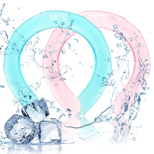 [BRSW2AQQCR5WKYLP] Neck Cooling Tube 2 Pcs Wearable Cooling Neck Wraps Reusable Neck Cooler Heat Cooling Cold Pack Summer Heat Relief for Summer Hot Flashes and Fever, Pink and Blue