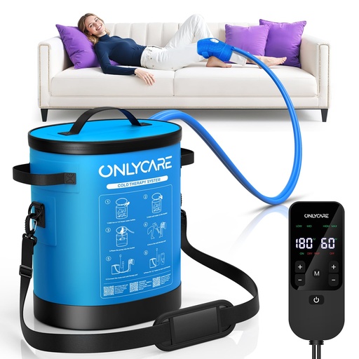 [BRSREAL6OYHRMHLX] Cold Therapy Machine, Program Timer Ice Machine for Knee After Surgery, Portable Ice Therapy Machine, Compression Pad for Ankle, Arm Joints, Sports Injuries, Cryotherapy Pain Relief, Bright Blue