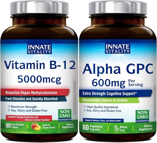 [BRSRGBAKC56BE23X] Innate Vitality Vitamin B12 5000mcg and Alpha GPC 600mg