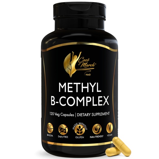 [BRSROZD3BYNAIYL7] Cocó March N.M.D High Potency Methyl B Vitamins Active Complex for Energy Production & Metabolism - 5-MTHFR - Gluten Free, Soy Free, Dairy Free, Keto Friendly, Vegan - 120 Capsules