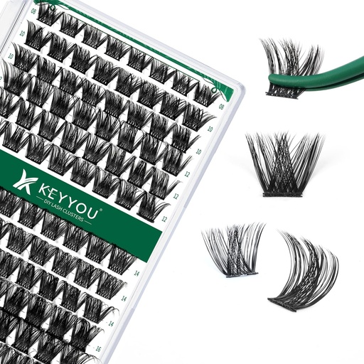 [BRSRMCARDMOQO3DA] Lash Clusters,96 Pcs Cluster Lashes D Curl 10-18MIX DIY Lash Extensions Eyelash Clusters,KEYYOU Volume Wispy Individual Lashes Soft&Comfortable Easy DIY at Home(Y01,D-10-18MIX)
