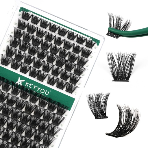 [BRSRMCARCR4A4D3V] Lash Clusters 96pcs Individual Lashes Y02 D Curl 10-18MIX Cluster Lashes KEYYOU Volume Wispy Lash Extension Soft&Comfortable Easy DIY at Home(Y02,D-10-18MIX)