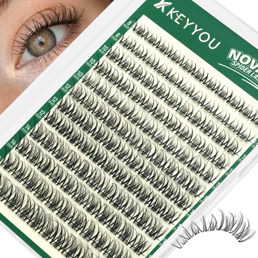 [BRSRGBAECF6RAADV] KEYYOU Spider Lash Clusters Flora Nova Wispy Eyelash Clusters Natural D Curl 8-16mm Clusters Eyelash Extension Ultra Thin Band Spider Lashes for Daily Makeup