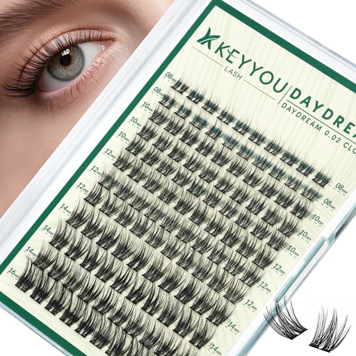 [BRSRGZYQCN5WO2AY] KEYYOU Natural Wispy Lash Clusters 0.02mm 120 Pcs Individual Lash Daydream Series Ultra Soft Lightweight Eyelash Clusters Extensions Waterproof Soft Band DIY Beauty (0.02-CLOUD-B)