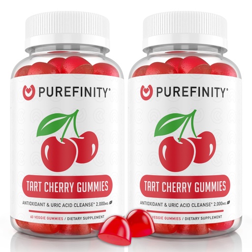 [BRSROGA2B5YWYFL5] PUREFINITY Tart Cherry Gummies – Uric Acid Flush for Joint Relief & Recovery, Raw Juice Extract Antioxidant – Non-GMO, Gluten Free, Vegan, 60 Count (Pack of 2)