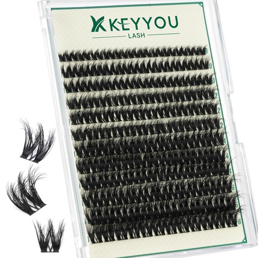 [BRSRECABOQFAECAY] KEYYOU LASH Flaunt Lash Cluster DIY 3D Eyelash Extensions 144pcs D Curl 8-18MIX Lashes Extension Eyelash Clusters Long Classic Individual Lashes Fluffy and Soft Wispy Volume Lashes (F01,3D)