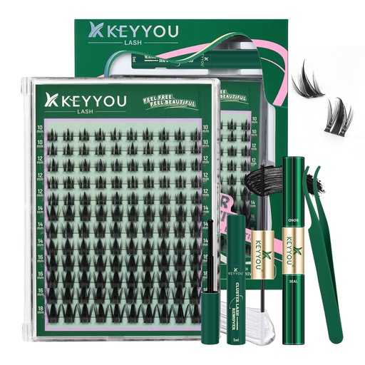 [BRSREHQZC4FAYHTL] KEYYOU Lash Clusters Kit Manga Lashes Individual Wispy Lash Clusters with 10ml Remover Bond&Seal 10-18mm Eyelash Extension with Spikes D Curl Fairy Style Manga Cosplay DIY at home(F02 Kit)