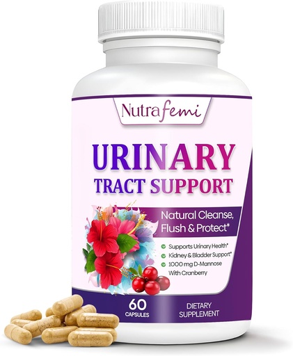 [BRSRAZL6CUIA4A3H] Natural Urinary Tract Health Supplements for Women, UTI Health Support, Flushes Impurities and Cleanses Urinary System, Bladder Support, D-Mannose with Cranberry, Dandelion & Hibiscus