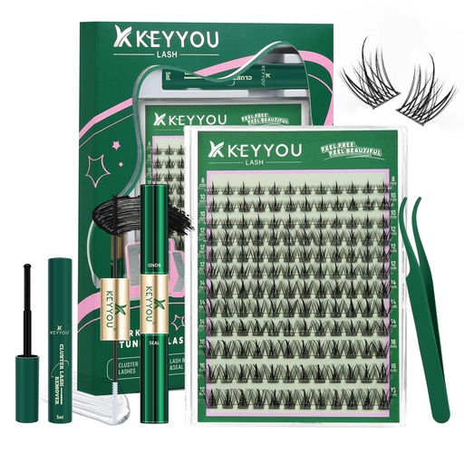 [BRSREHQZCF4AGAY7] KEYYOU LASH Lash Clusters Kit Manga Lashes 8-18mm C Curl Wispy Lash Clusters Ultra-Thin Natural Lashes with Spike Eyelash Extensions 144pcs Fairy False Eyelashes with Remover Bond and Seal（F03 Kit）