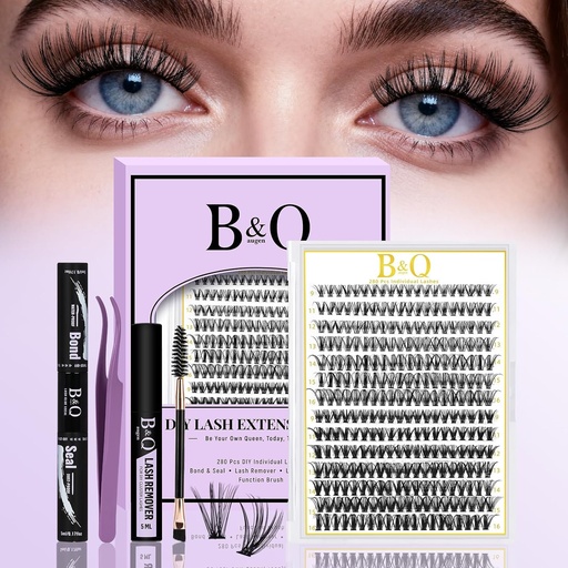 [BRSROYD5OUHGMH35] B&Q Lash Clusters Kit 280PCS Eyelash Clusters Kit,30D 40D D 9-16MIX Individual Lash Comfortable Eyelash Extension Set, Classic Look with Bond and Seal Waterproof, Remover DIY at Home(Set,30D+40D)