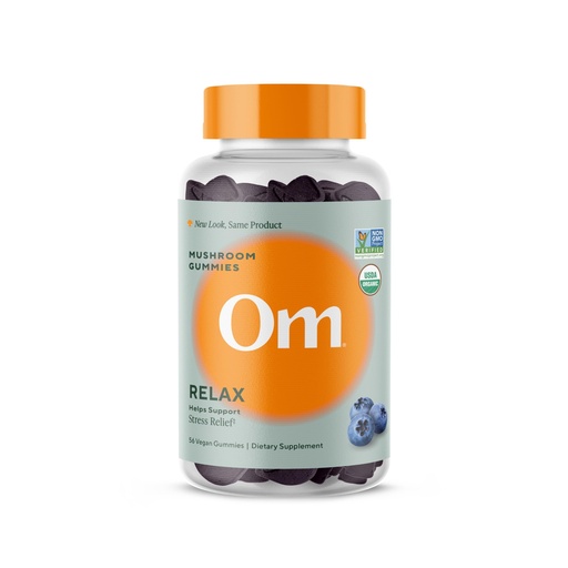 [BRSROAY3CFYGYDTZ] OM MUSHROOM SUPERFOOD Relax Gummies – USA Grown Organic Reishi & Ashwagandha – Supports Stress Relief, Relaxation & Mood Support – Blueberry Flavor – 28 Servings, 56 Count.