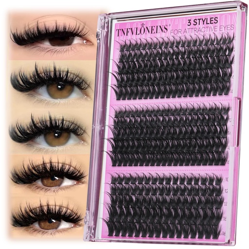 [BRSRAAL5PJYGMHTX] TNFVLONEINS Lash Clusters Wispy Eyelash Clusters Spiky Individual Lashes Clusters D Volume Cluster Eyelash Extensions DIY Cluster Extension Thick Eyelash Cluster (10-16MM,3 Styles)