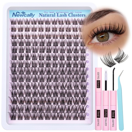 [BRSRAEITBMGRSF3O] Lash Clusters Kit Wispy Natural Cluster Eyelash Extension Kit DIY Lash Extension Kit C-curly 10-16MM Eyelash Clusters Volume Individual Lashes Kit by Newcally