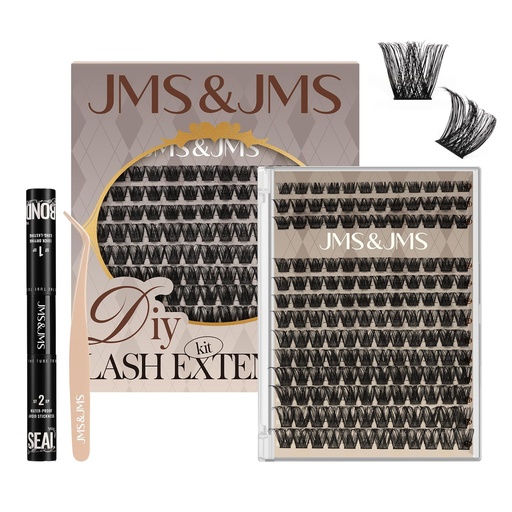 [BRSREYAFA56GA3QY] JMS&JMS Lash Clusters Kit Lash Extension Kit with Lash Bond and Seal Eyelash Applictor Lash Extension Kit for Beginner (MISS BELLA-8-18mix)