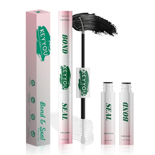 [BRSREHA3B4NAKFLZ] KEYYOU Lash Cluster Glue,New Lash Bond and Seal Waterproof for Eyelash Clusters,72Hours 2-in-1 Super Hold Long-Lasting Non-Irritating for DIY at Home(Black Bond,10ML)