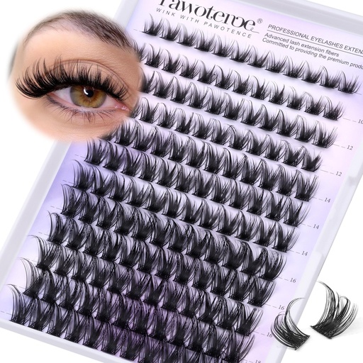 [BRSRAZ35O55QOAIV] Pawotence Lash Clusters Wispy Kira Cluster Eyelash Extensions 10-18mm Individual Lashes DIY Cluster Lashes Extension Soft Comfortable Eyelash Clusters with Thin Band