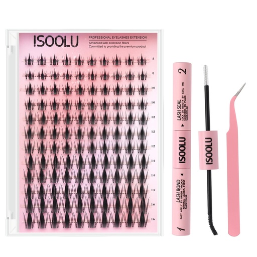 [BRSREZAKDIMQAAD7] ISOOLU Lash Clusters Manga Individual Lashes Wispy Eyelash Clusters WideSpan Eyelash Extension Kit with Lash Bond and Seal Wet-Look Spiky Cluster Lashes (Aesthetic‌ Kit)