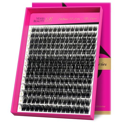[BRSRAZILAQJQGC37] VEYESBEAUTY Lash Clusters Fluffy Individual Lash Extensions Xtreme 3D Layered Volume Eyelashes Thin & Invisible Band Wispy Spider Faux Mink Lash Silk Bloom 3D Series Mixed Length 10-18mm