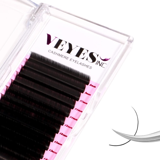 [BRSRMBLRAAIQAHI4] VEYES INC Cashmere Volume Lash Extensions C CC D DD LD L B J M Curl 0.03-0.20 thickness 5-25mm, Super Matte Black Individual Eyelashes Tray, Professional Supplies for Lash Techs (0.05 D 8-16mm)