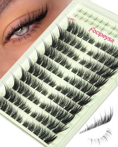 [BRSREGAPOQCWE23L] Focipeysa Wispy Lash Clusters Spiky Eyelash Clusters 10-18mm Eyelash Extensions Fox Eye Eyelash Right Left Individual Lashes Foxtail Lashes Thin Soft Lash Extension Waterproof Lash Cluster