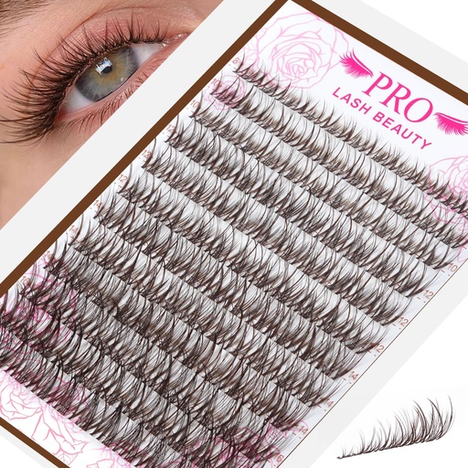 [BRSRGCD2C4FW22QU] PRO LASHBEAUTY Brown Lash Clusters Spider Lash Extensions Wispy Eyelash Clusters Natural Lashes Clusters for Everyday Wear Beginner Friendly Dark Brown Cluster Eyelash Extensions(Breeze,8-16mix)