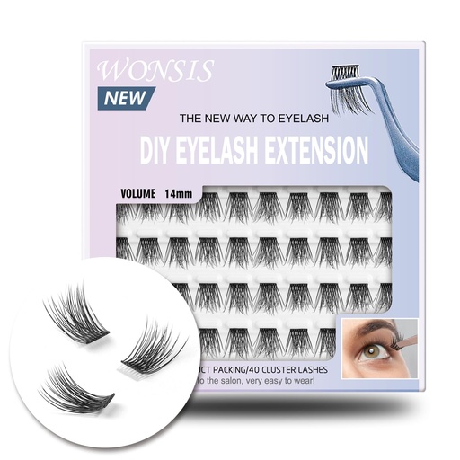 [BRSW2AQQPMNRG33G] Lash Clusters, DIY Eyelash Extension, Reusable Volume Individual Lashes, Wispy Artificial Natural Look for Cluster Lashes, C Curl Lashes Pack (Volume-14mm)
