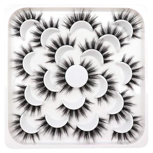 [BRSWYFQHCUMGKCDB] Losha False Eyelashes 10 Pairs Wispy Faux Mink Lashes Soft 3D Volume Fake Eyelashes Handmade Reusable False Lashes Dramatic Long Eye Lashes Pack (Glam)