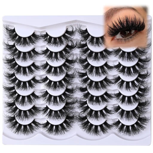 [BRSREFQOABYWECL4] 14 Pairs Thick Long Lashes False Eye Lashes Mega Look 5D Volume Dramatic 24mm Waterproof 100D Eyelash Clusters Soft Fake Eyelashes Pack by Yaiseiko