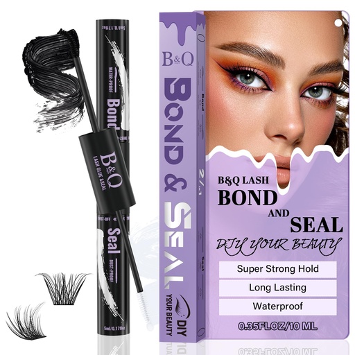 [BRSROEIZO4JWE3DH] B&Qaugen Lash Bond and Seal Waterproof 10ML Eyelash Bond and Seal Lash Glue for Lash Clusters 72 Hours Black Lash Glue and Bond Super Strong Lash Extension Bond and Seal Long Lasting (NewST-HEI New)