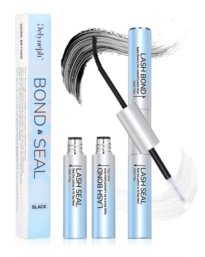 [BRSRGAQ7B4BAEFI4] Eyelash Glue, Waterproof Lash Bond and Seal, Lash Cluster Glue, Bond and Seal Lash Glue for Eyelash Clusters, Long-Lasting 72H Lash Adhesive, 2-in-1 DIY Home Use, Latex-Free（5ml+5ml）