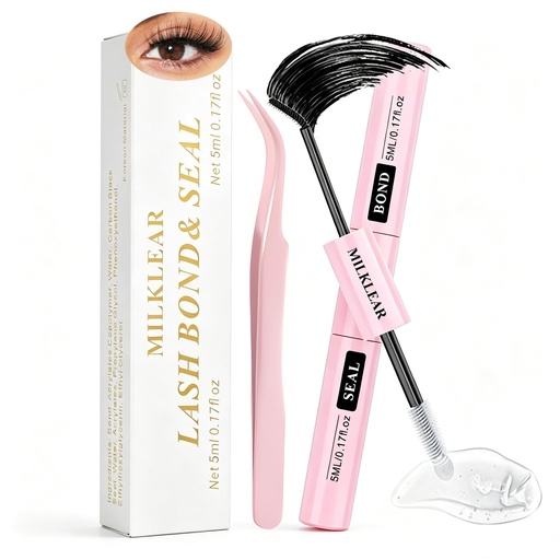 [BRSRABQNC4NR4335] Lash Bond and Seal with Tweezer, 2in1 Cluster Lash Glue for DIY Lash Extensions, Long-Lasting Waterproof Lash Adhesive, Strong Hold, Quick Dry, Gentle for Sensitive Eyes