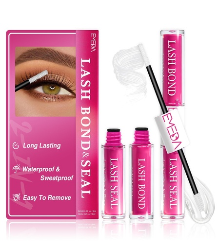 [BRSRGAYTOENGYFLB] EMEDA Clear Lash Bond and Seal, Lash Cluster Glue for Eyelash Clusters, 72H Waterproof Cluster Glue, No White Residue Bond and Seal for DIY Individual & Clusters Lashes Extensions (6ml+6ml)