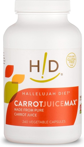 [BRSWI237AEDB22TI] Hallelujah Diet CarrotJuiceMax Vegitable Capsules - Made from Organic Carrot Juice, No Artificial Ingredients, Natural Vitamins and Minerals, Antioxidant Supplement (240 Vegan Capsules)