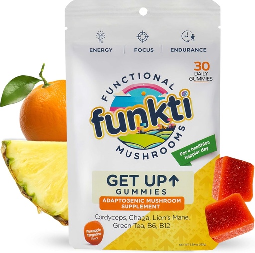 [BRSRAEDYBN7QY2QY] Focus Mushroom Gummies for Adults, Mushrooms Supplement with Cordyceps, Lion’s Mane, Chaga, B6, B12, Green Tea - Get Up Gummies, One Per Day - Max Strength