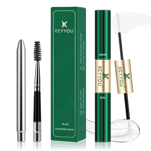 [BRSRAYIPOACQKHTD] KEYYOU Lash Bond and Seal Cluster Lash Glue for Lash Clusters Strong Gentle Comfortable Bond and Seal Waterproof Mascara Wand Individual Lash Glue 5ml+5ml（Clear