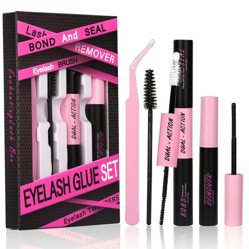 [BRSREYIKAEOQIAAV] Lash Bond And Seal, Remover, Tweezers Kit Long-Lasting, Waterproof For DIY Eyelash Extension At Home Use Beginners Friendly Kit 4-in-1