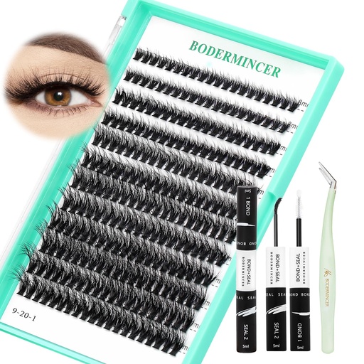 [BRSROHYYBMFRAFI6] Bodermincer Lash Extension 240pcs 50D D Curl Fluffy Lash Clusters Kit With Bond and Seal,Tweezers Individual Cluster Lashes (50D Fluffy Lash Kit 8-16mm Mixed)