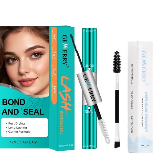 [BRSRECT5BAAQMHI3] GEMERRY Lash Bond and Seal Waterproof 12ml & GEMERRY Lash Remover for Lash Extensions 5ml