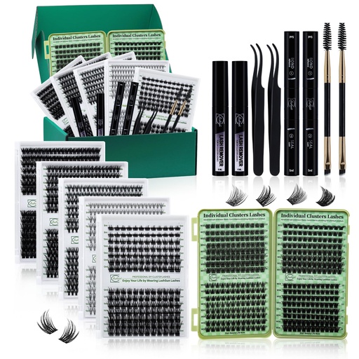 [BRSREGA3CB6R4CDZ] Lash Extension Kit DIY Cluster Lashes Gift Packs 6 Boxes Lash Clusters Eyelash Extensions Soft Wispy with Lash Bond and Seal*2,Remover*2,Lash Tweezers*2,Mascara Brush*2, 14 Counts(6 Boxes Kit-2)